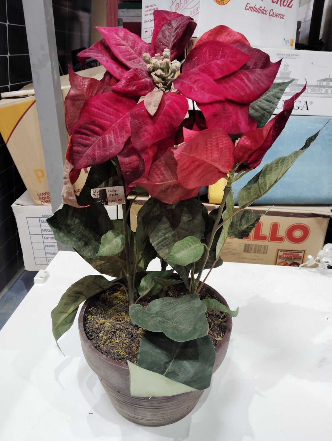 Maceta de flor roja grande - Imagen 4