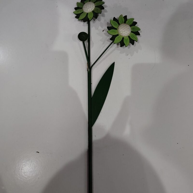 Estatuilla de estaca, flor metalica verde