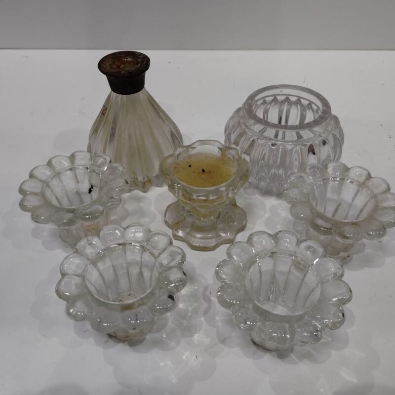 Juego de cristal porta velas